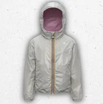 Giacca corta da bambina K-Way Lily Plus.2 reversibile, color violet glicine e beige, con cappuccio e chiusura zip a contrasto. 1