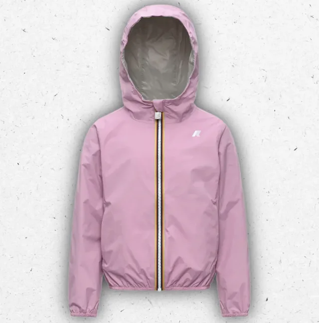 Giacca Bambina K-Way Lily Plus.2 Reversibile Violet Glicine e Beige
