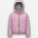 Giacca corta da bambina K-Way Lily Plus.2 reversibile, color violet glicine e beige, con cappuccio e chiusura zip a contrasto. 1