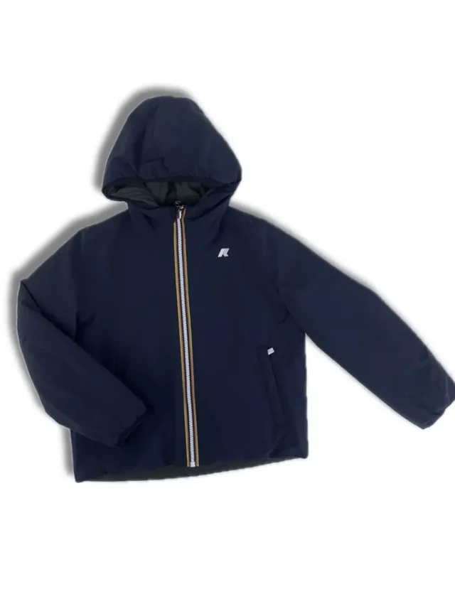 Giacca Bambino K-Way Jack St Warm Reversible - Impermeabile Blu/Verde Scuro