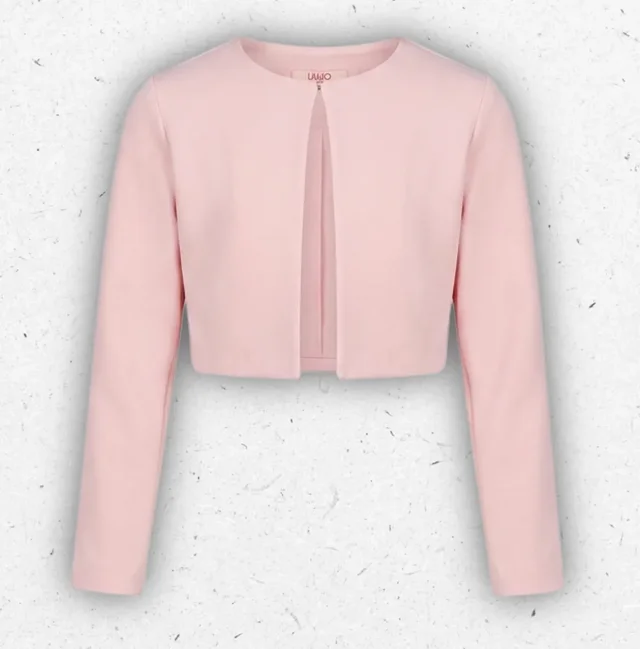 Giacca Corta Ragazza Liu Jo Girocollo Rosa Pastello Monopetto
