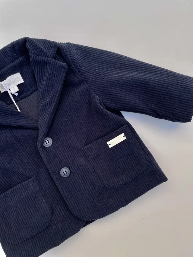 Giacca in Felpa Neonato Lalalu - Cardigan Monopetto con Bottoni - Blu