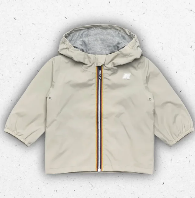 Giacca Neonato K-Way Jacques Stretch Unisex con Fodera in Jersey e Cuciture  beige - cielo - rosa