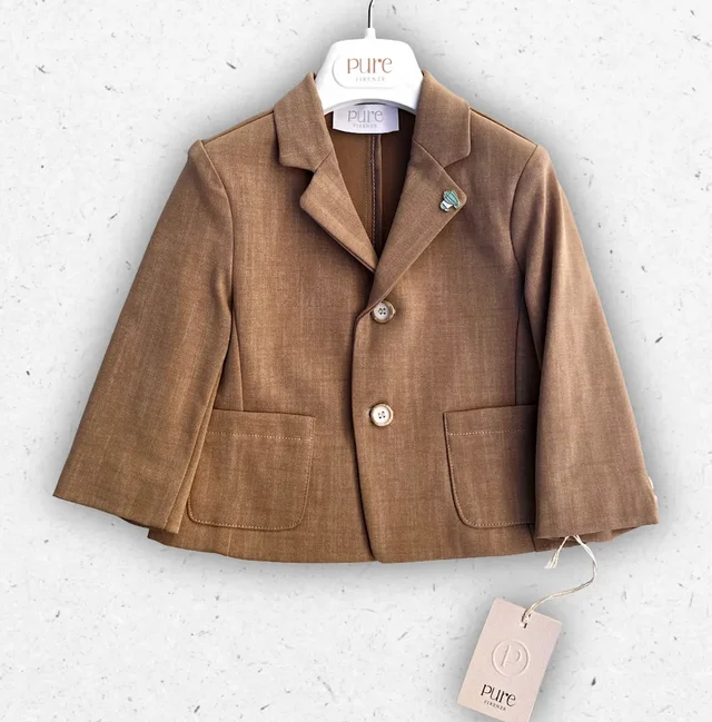 Giacca Neonato Pure Firenze Punto Milano Sfoderata Ecru da Cerimonia