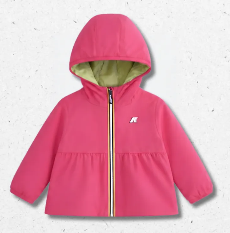Giacca reversibile K-Way Maelle neonata fucsia verde
