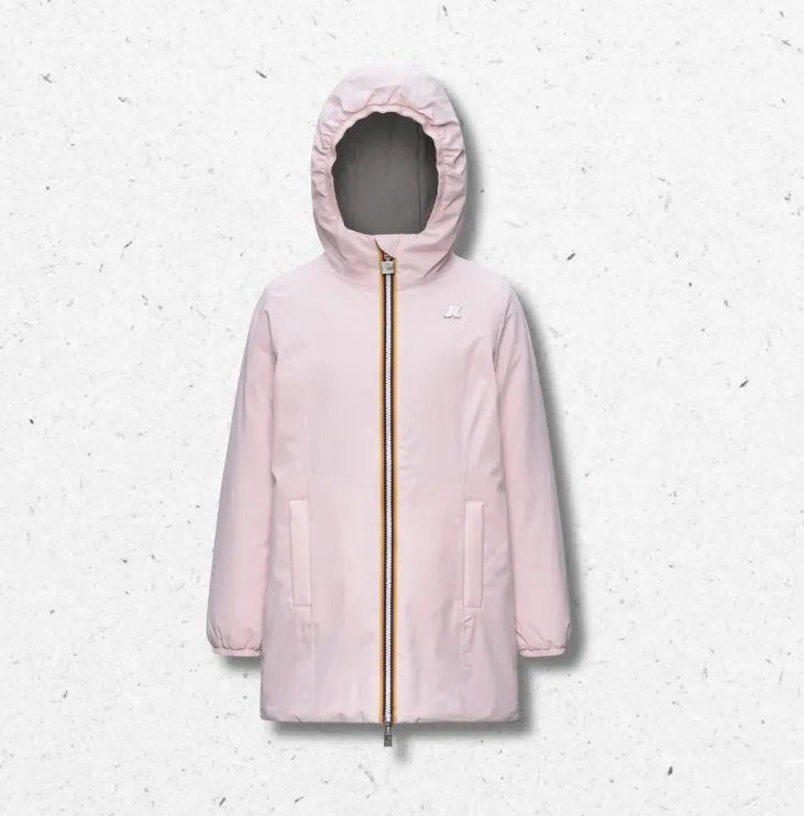 Giacca reversibile K-Way Denise ragazza rosa grigio