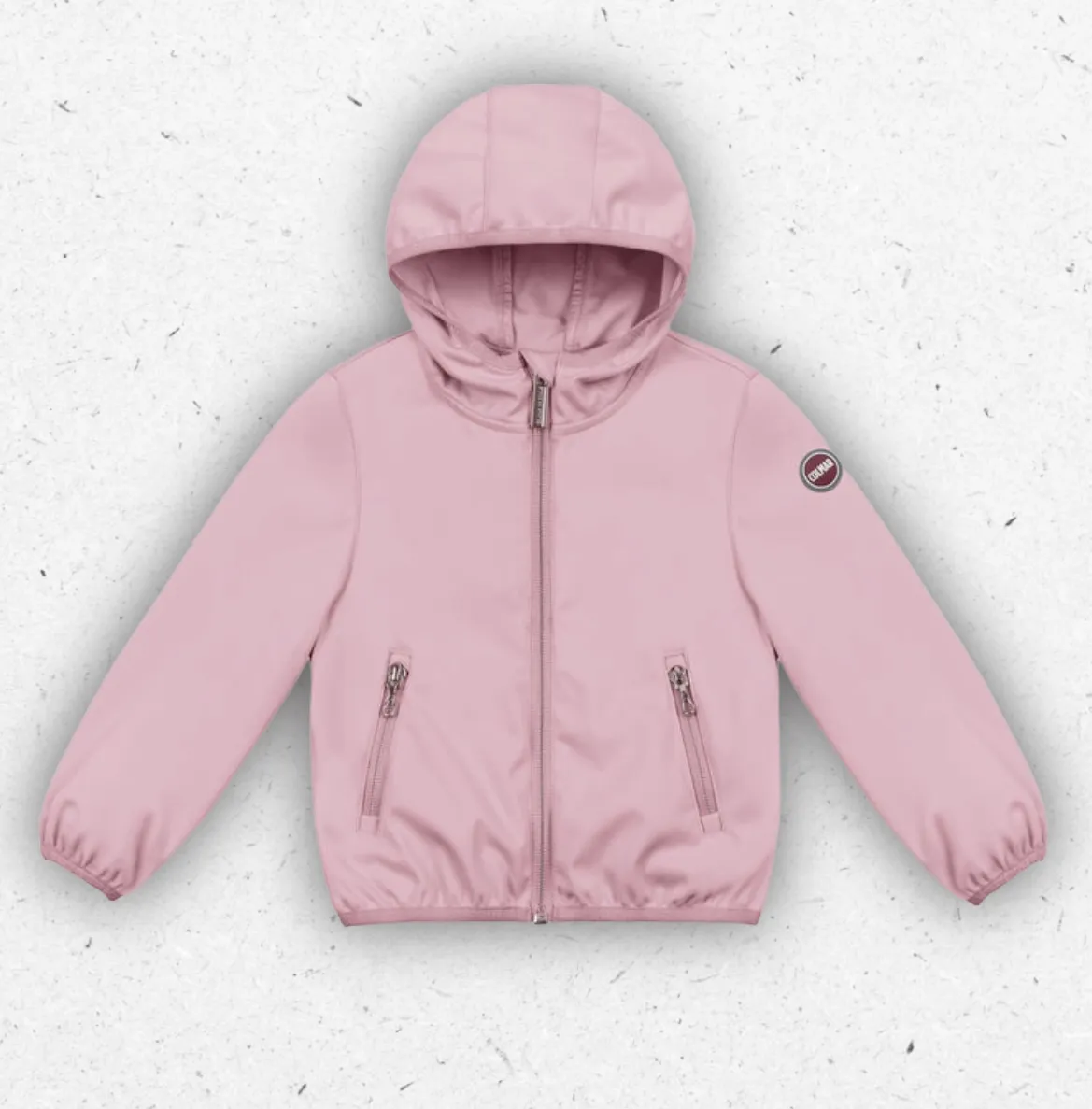 Giacca leggera in softshell per neonato Colmar Originals disponibile in rosa e azzurro cielo, con cappuccio fisso e logo sulla manica.