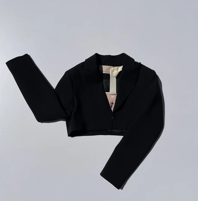 Giacca spencer crepe nera Elisabetta Franchi per ragazza