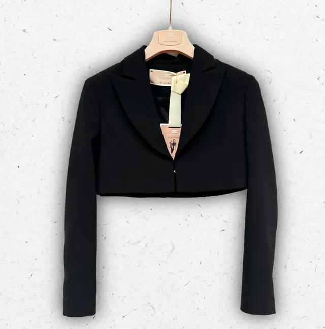 Giacca Spencer Elisabetta Franchi La Mia Bambina in Crepe Nero per Ragazza