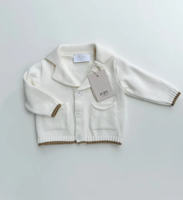 Giacca tricot panna Pure per neonato