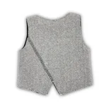 Gilet per neonato/bambino in tessuto grigio a spina di pesce, con chiusura a due bottoni. 1