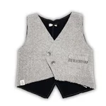 Gilet per neonato/bambino in tessuto grigio a spina di pesce, con chiusura a due bottoni. 1