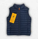 Gilet piumino smanicato da bambino Save The Duck modello DOLIN, disponibile nei colori rosso e blu con logo laterale. 1