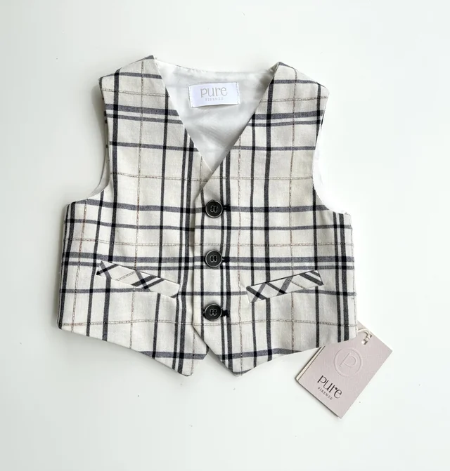 Gilet tartan blu Pure per neonato