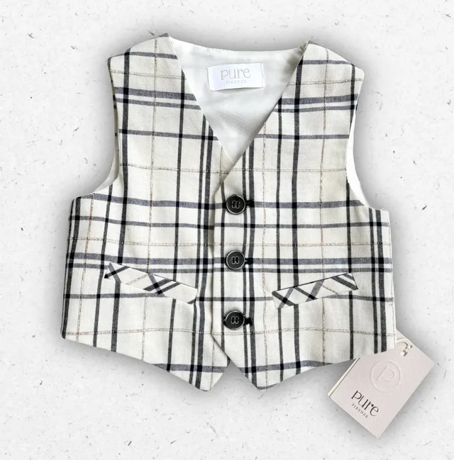 Gilet tartan blu Pure per neonato