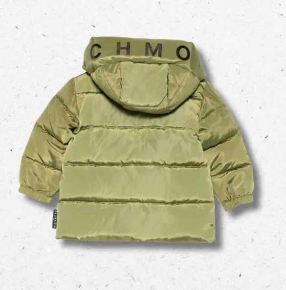 Giubbino da neonato John Richmond Kids verde militare imbottito con cappuccio e zip