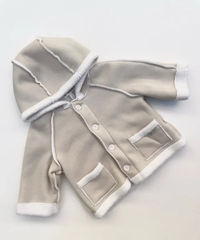 Giubbino in Pile Neonato Lalalu - Giacca Bianca Crema Autunno/Inverno