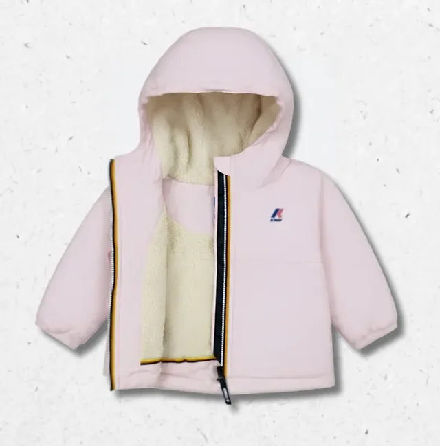 Giubbino K-Way Neonata Rosa Imbottitura Teddy – Maelle Orsetto