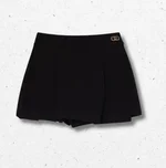 Gonna pantalone Liu Jo per bambina nera in jersey pieghettato, placchetta logo dorata, 2-8 anni 1