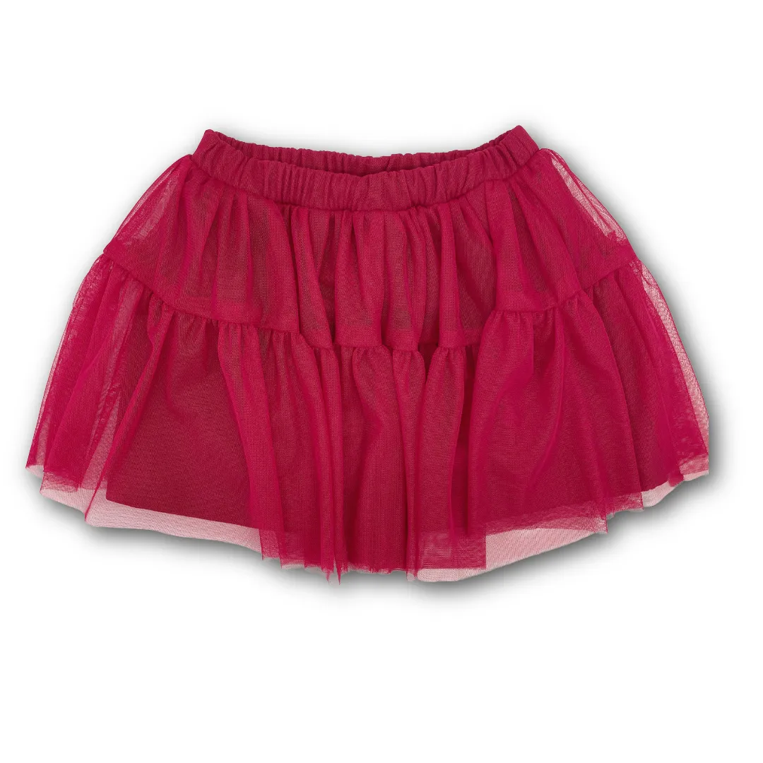 Gonna Please in tulle rosso fucsia per neonata/bambina, con vita elasticizzata.