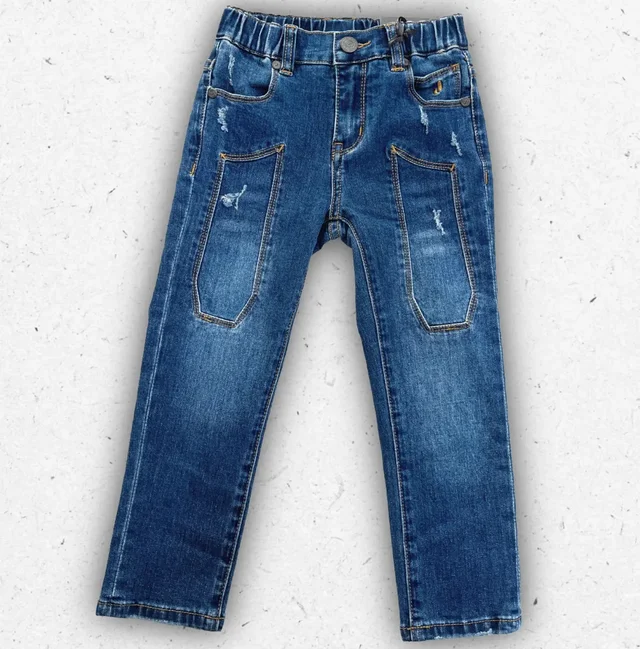 Jeans Bambino Jeckerson JB5617 con Toppe Iconiche - 2/7 Anni
