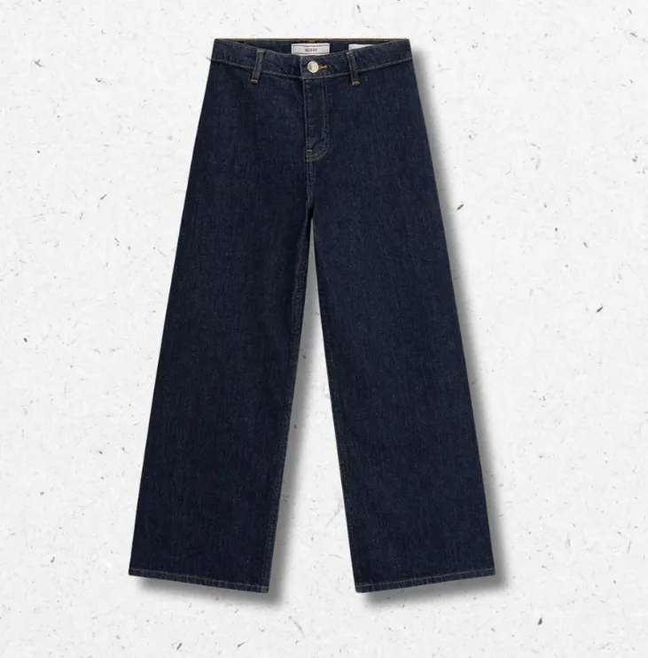 Jeans Guess wide leg da ragazza in denim elastico blu scuro, vita alta, stile streetwear