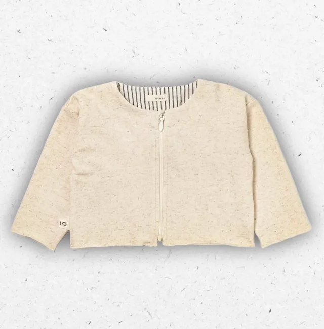 Maglia Cropped Bambina Maperò in Cotone Fiammato Sabbia con Zip 2-6 Anni