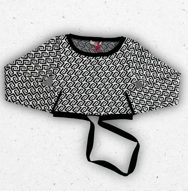 Maglia Liu Jo Ragazza con Stampa Monogram Bianco e Nero