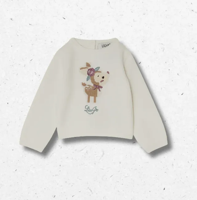 Maglia Manica Lunga Liu Jo Neonata Bianca con Leopardo o Cerbiatto