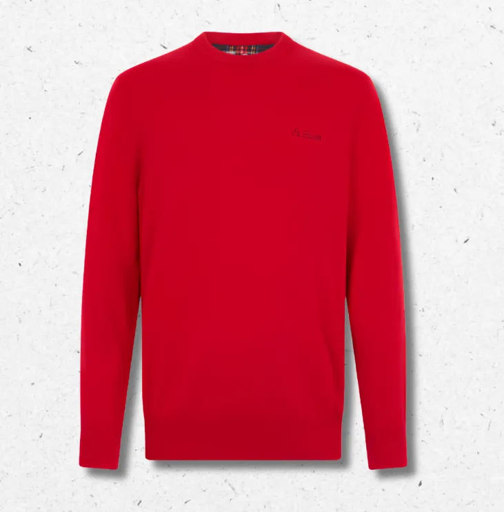 Maglioncino girocollo Mc2 Saint Barth per bambino, disponibile in rosso e celeste.