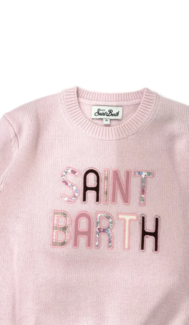 Maglioncino MC2 Saint Barth in Misto Lana con Patch Logo - Rosa