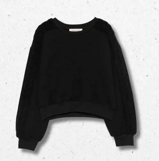 Maglione a Trecce Twinset Ragazza Nero Manica Lunga