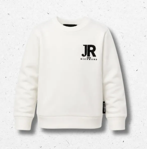 Maglione Bambino Bianco John Richmond Kids Logo Ricamato