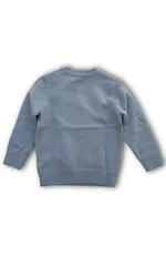 Maglione Jeckerson per bambino, colore blu chiaro (celeste), con intarsio in maglia di un'automobile d'epoca marrone. 1