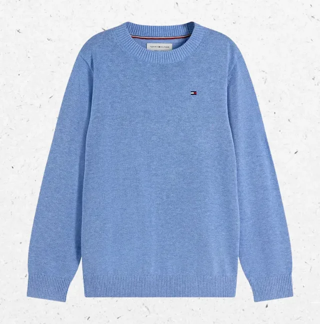 Maglione Tommy Hilfiger Bambino Blu in Cotone Regular Fit