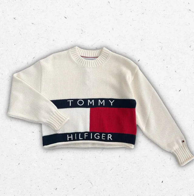Maglione Tommy Hilfiger Ragazza a Trecce con Logo Flag
