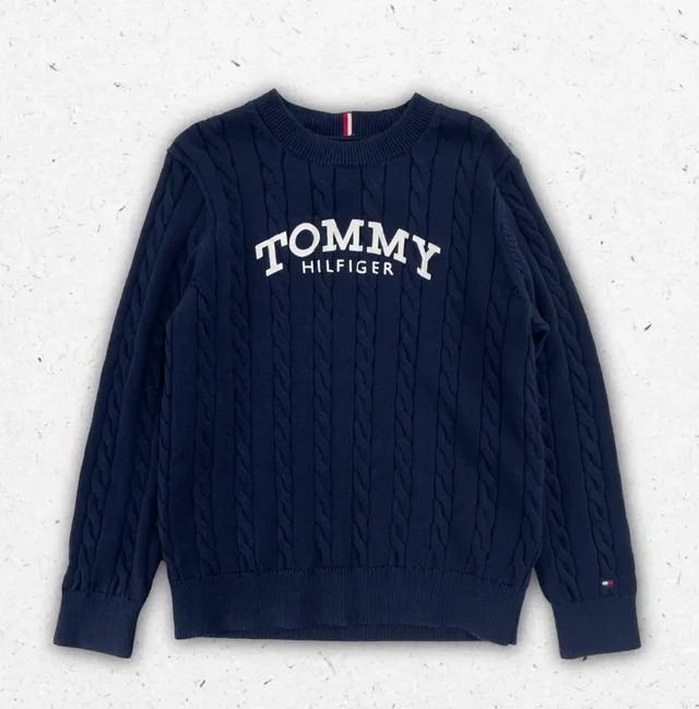 Maglione Tommy Hilfiger Ragazzo Blu Navy in Cotone