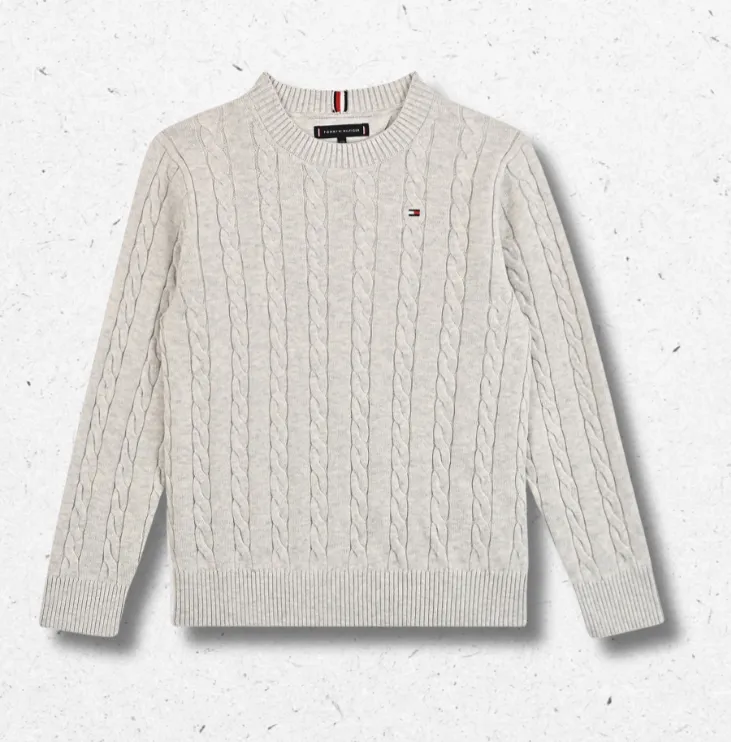 Maglione Tommy Hilfiger ragazzo ivory petal trecce