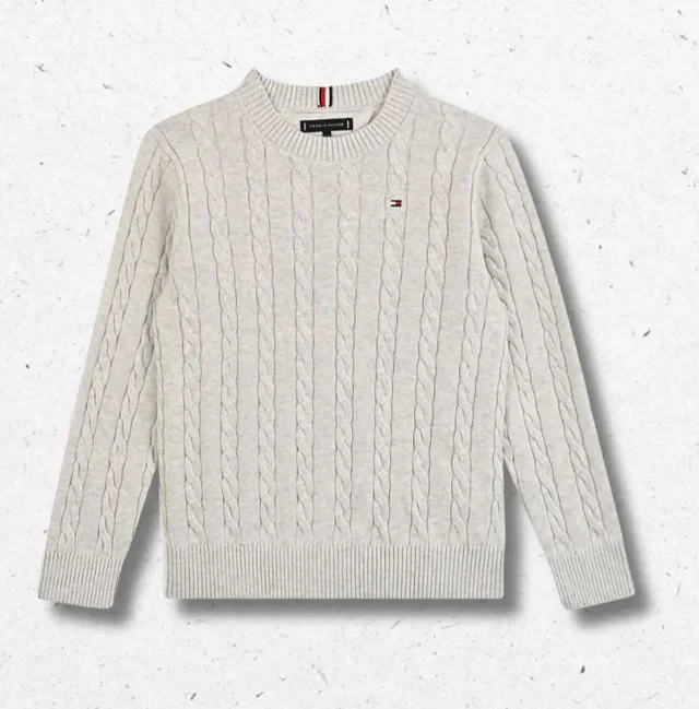 Maglione Tommy Hilfiger Ragazzo Ivory Petal a Trecce
