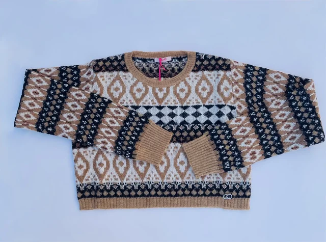 Maglione tricot fantasia caramello Liu Jo per ragazza