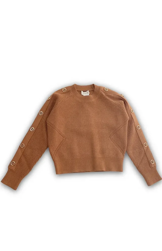 Maglione Twinset a Maniche Lunghe per Ragazza - Dettagli Bottoni Logo