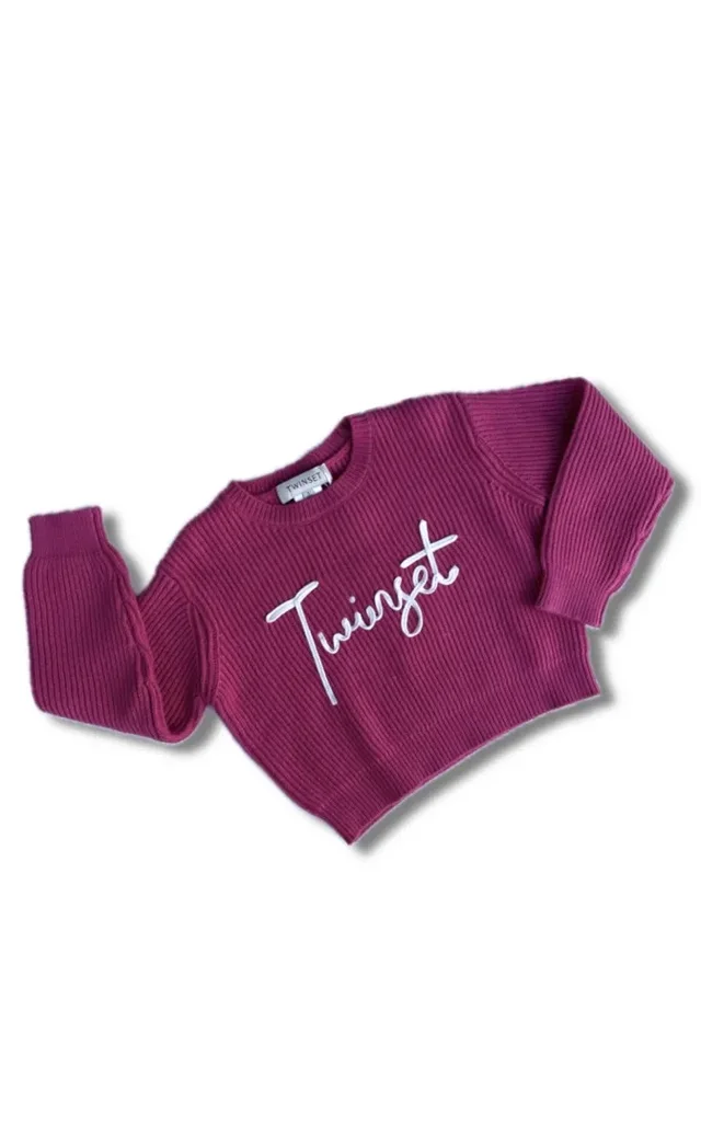 Maglione Twinset Bambina Rosa con Logo Ricamato - Vestibilità Ampia