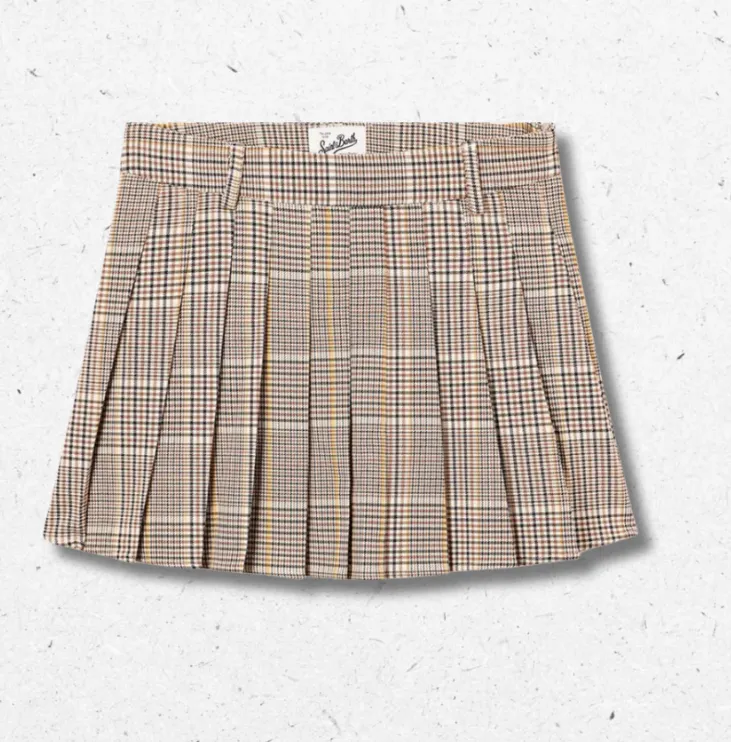 Minigonna Blay Flanella Tartan Beige Marrone MC2 Saint Barth