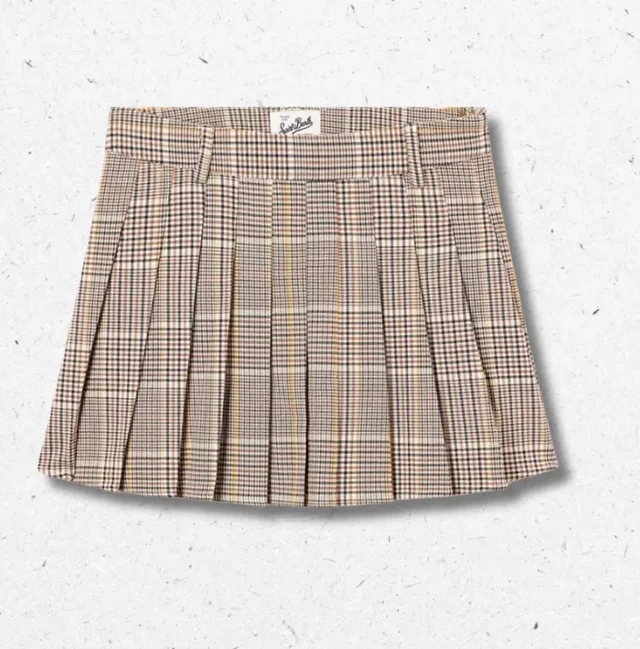 Minigonna Blay Flanella Tartan Beige Marrone MC2 Saint Barth