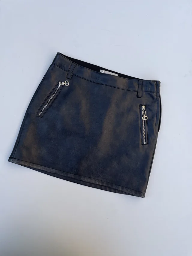Minigonna Effetto Pelle Nera con Tasche – Twinset Ragazza