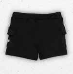 Pantaloncino sportivo stile bermuda da neonato firmato Moschino Kids in cotone garzato nero con vita elastica e stampa del logo a contrasto. 1