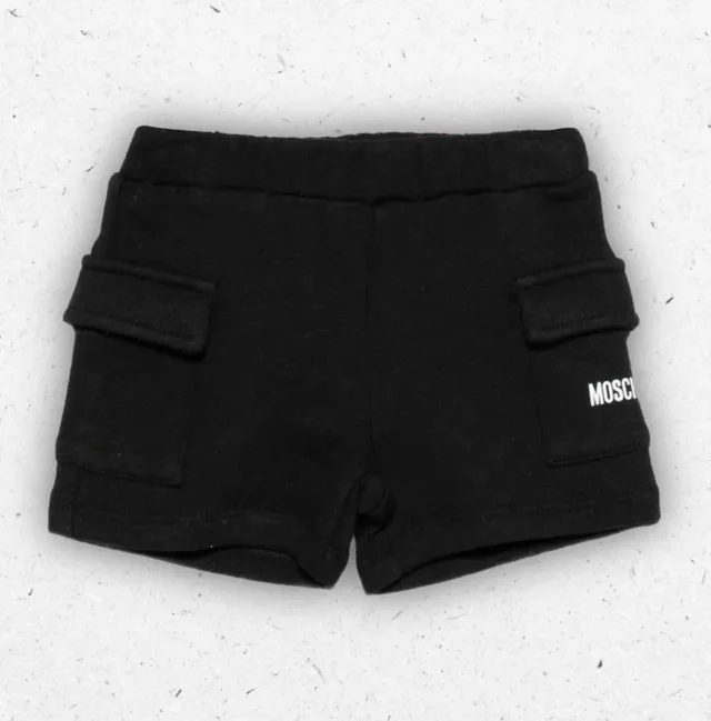 Pantaloncino Neonati Moschino Kids Nero in Cotone Garzato con Logo