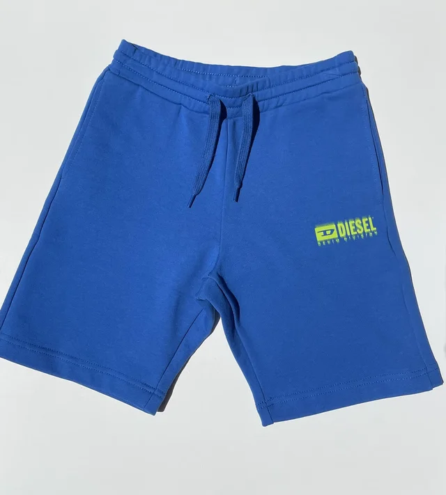 Pantaloncino tuta in cotone Diesel blu e nero per ragazzo