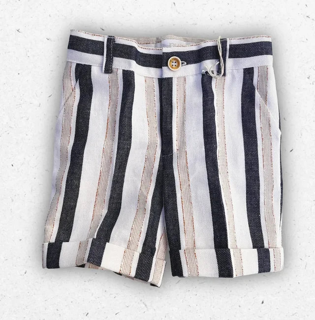 Pantalone all'Inglese Neonato Pure Firenze Misto Lino Azzurro da Cerimonia