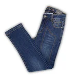 Jeans Jeckerson Regular Fit in denim blu scuro per ragazzo, con cuciture a vista e inserti di design sul davanti. 1